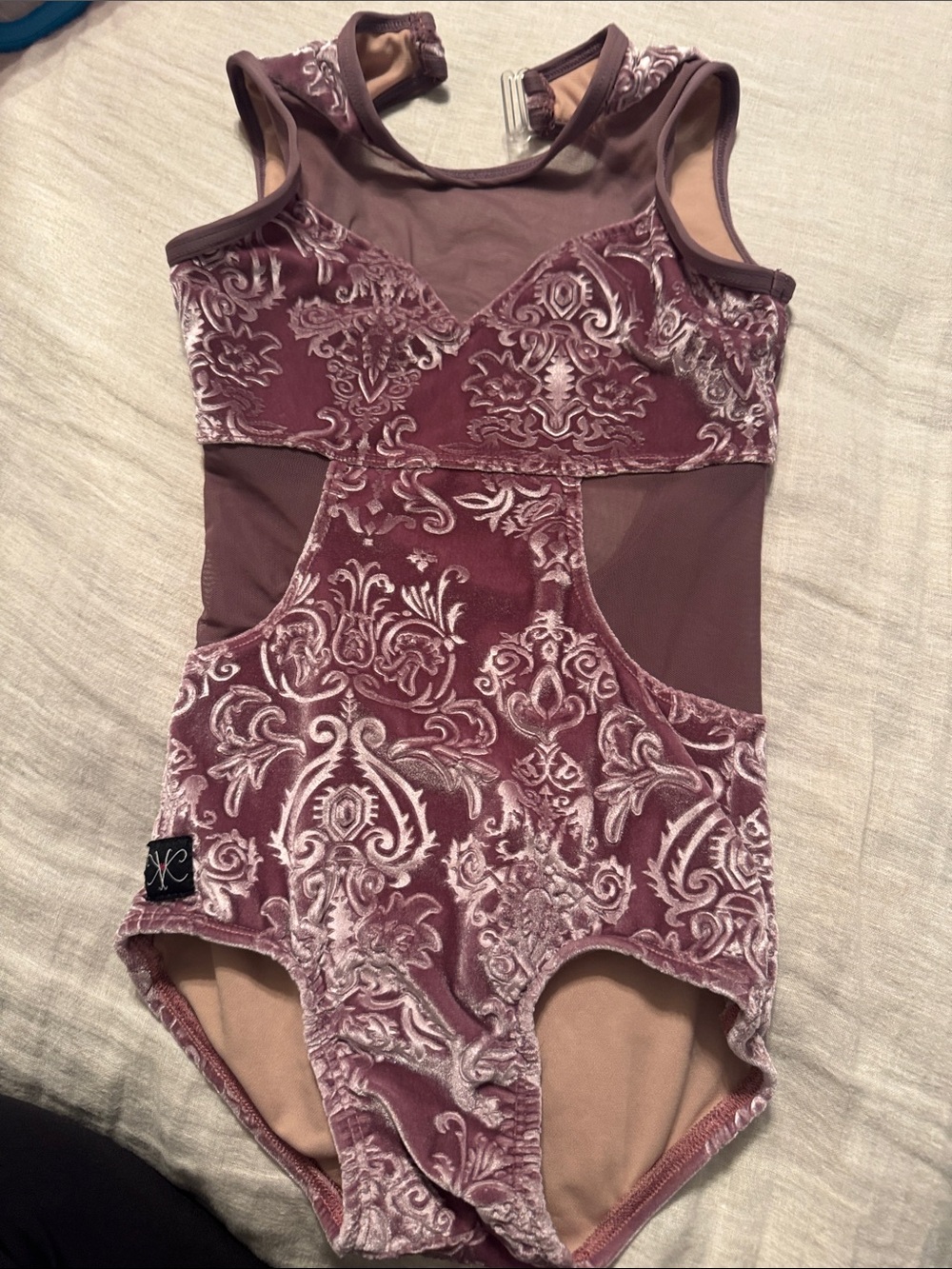 Girls Velvet Mauve Patterned Dance Leotard